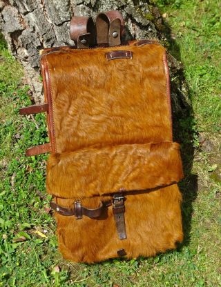 Swiss Army - Leather Cowhide Knapsack Backpack Side Bag Saddlebag Rucksack 1945
