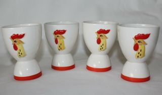 Vintage Set Of 4 Holt Howard Chicken Rooster Egg Cups 1961