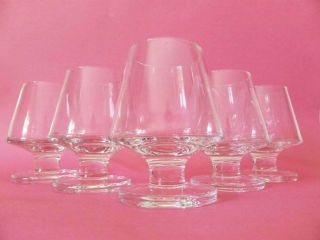 Mid Century Modern Drinking Glasses,  Set Of 5,  Vintage Brandy / Cognac Snifters