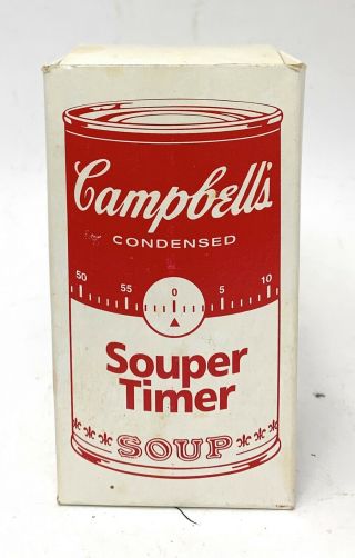 CAMPBELL ' S SOUP KITCHEN TIMER VINTAGE SOUPER TIMER WIND - UP BOX 3
