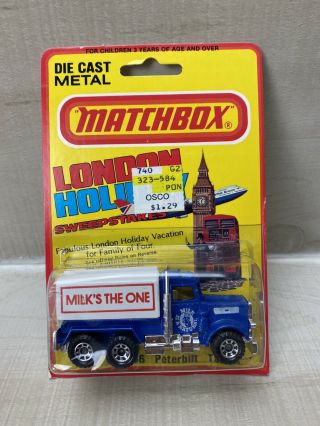 1981 Matchbox No.  56 Peterbilt Tanker Lesney On Card London Holiday In England
