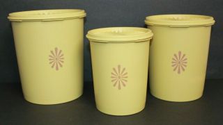 Vintage Tupperware Yellow Servalier Canisters Set Of 3