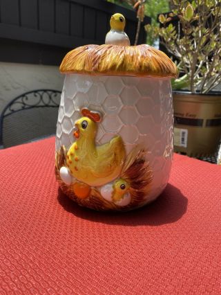 Sears Roebuck & Co Vintage 1976 Chicken Egg Nest Ceramic Canister Or Cookie Jar