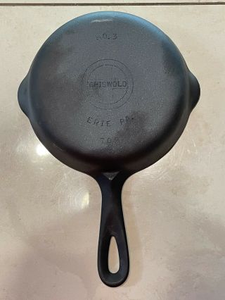 Griswold Erie Pa No.  3 Sbl Small Block Logo Cast Iron Skillet 709 B Made In Usa