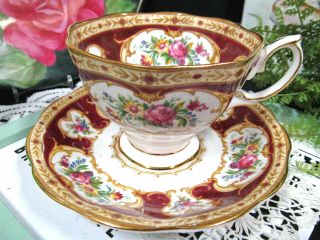 Royal Albert Tea Cup And Saucer Lady Hamilton Teacup Red With Roses Floral