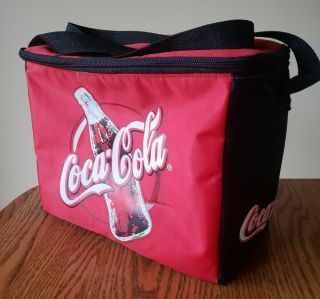 Vintage 90s Coca - Cola Soft Sided Insulated Cooler Adjustable Strap 12 Cans