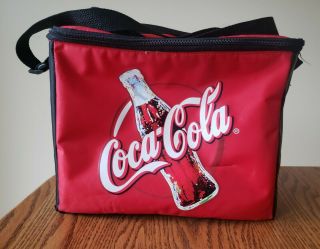 Vintage 90s Coca - Cola Soft Sided Insulated Cooler Adjustable Strap 12 Cans 2