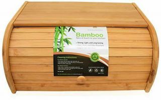 Royalhouse Natural Bamboo Roll Top Bread Box Kitchen Food Storage - Assembly.