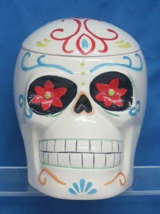 Day Of The Dead Skull Cookie Jar Cannister World Market Mexico