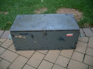 Dated 1951 Vintage Wood Foot Locker Military Us Trunk Chest