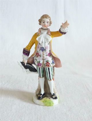 V Rare Antique 19th C Sitzendorf Porcelain Figure Of A Man As A Perfume Bottle