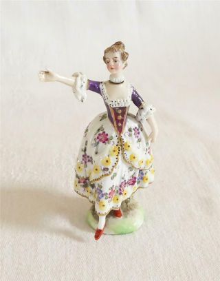 V Rare Antique 19th C Sitzendorf Porcelain Figure Of A Lady As A Perfume Bottle