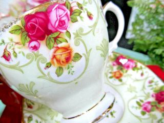 Royal Albert Tea Cup And Saucer Old Country Rose Teacup England Rose Cameo Green