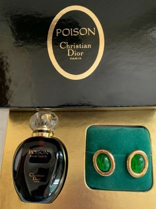 Vintage Christian Dior Gripoix Earrings Poison Eau de Toilette Set - RARE 3