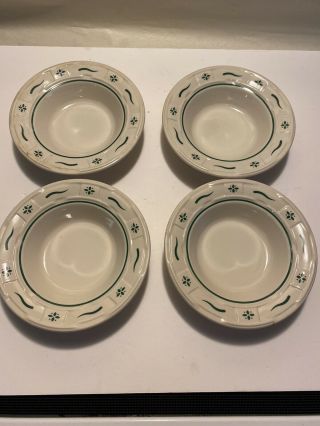 Set Of 4 Longaberger Woven Traditions Soup Salad Bowls - Heritage Green - U.  S.  A.