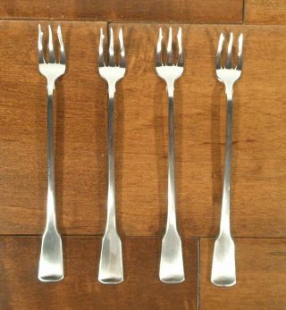 4 Oneida Cube American Colonial Satin Stainless Steel Cocktail Seafood Forks B