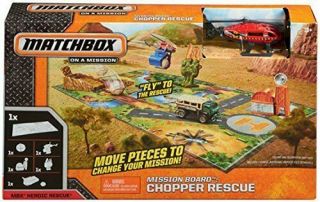 Matchbox Mission Board: Chopper Rescue On A Mission Playset - Mbx Heroic Rescue