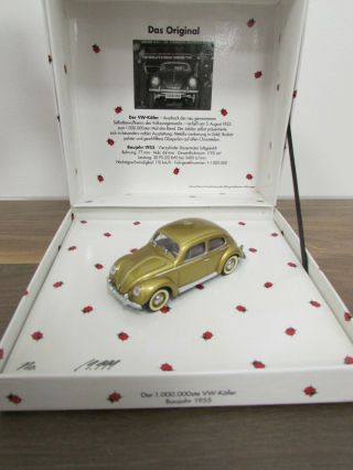 Minichamps 1,  000,  000th Volkswagen Der Kafer 1955 Gold 1:43 Ltd Ed No 19,  999