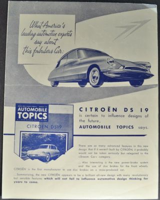 1956 Citroen Ds19 Sedan What Experts Say Brochure Folder 56