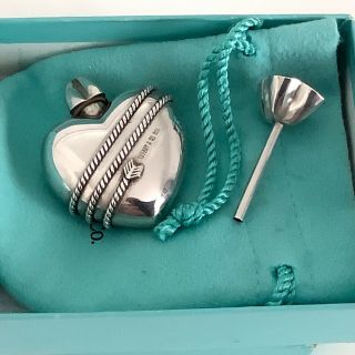 Tiffany Heart Silver Perfume/scent Bottle With Funnel Cond.