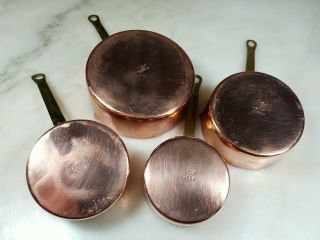 4 Vintage Copper Measuring Cups with Brass Handle and Pour Spout,  Made In Korea 2