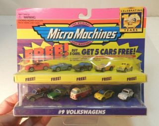 Vtg Micro Machines 9 Volkswagens Toy Vw Car Bus Beetle Bugs Nos - 1996