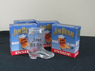 Nib Vintage Jim Beam Cowboy Boot Shot Glass 1.  5 Oz - Set Of 4