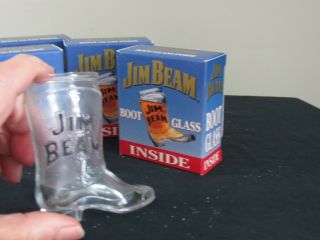 NIB Vintage Jim Beam Cowboy Boot Shot Glass 1.  5 oz - Set Of 4 2