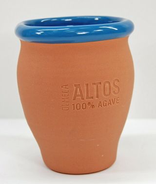 Olmeca Altos 100 Agave Tequila Terra Cotta Pottery Cantaritos Cup Glass Mug