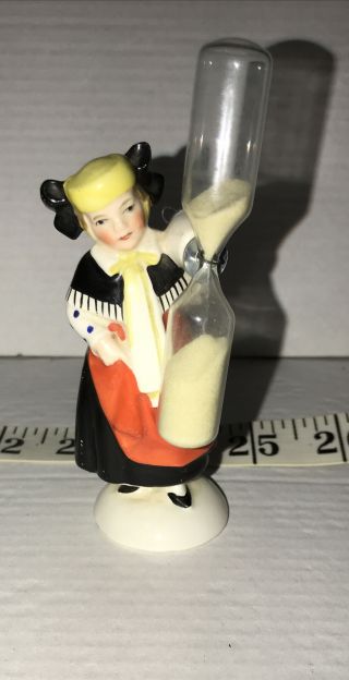 Vintage Lady With Hat & Bow Egg Timer Germany Marked 1922/40 Hourglass.