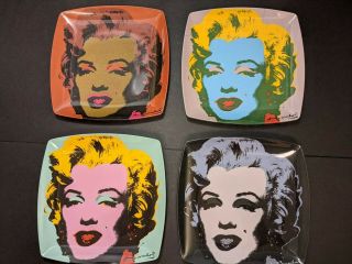 4 Melamine Plates Precidio Objects 8” Square,  Marilyn Monroe Pop Art Andy Warhol