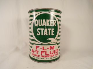 Vintage Can Quaker State F - L - M A - T Fluid Automatic Transmission Fluid Tin Can