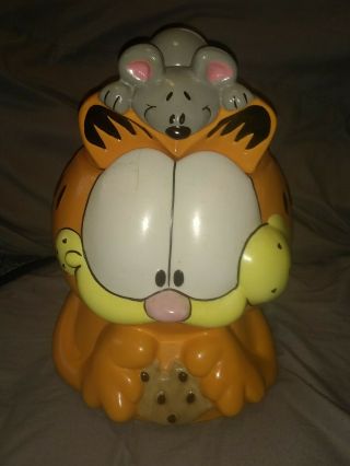 Large Garfield The Cat Ceramic Cookie Jar With Mouse,  Paws