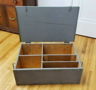 Vintage Wood Foot Locker Us Military Trunk Chest Gray Box Coffee Table