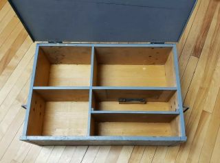 Vintage Wood Foot Locker US Military Trunk Chest Gray Box Coffee Table 2