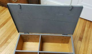 Vintage Wood Foot Locker US Military Trunk Chest Gray Box Coffee Table 3