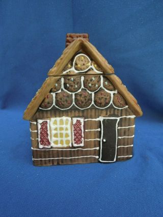 Vintage Cookie Jar Ceramic Gingerbread House Made In Japan 8 " X7 " X6.  5 " Enesco