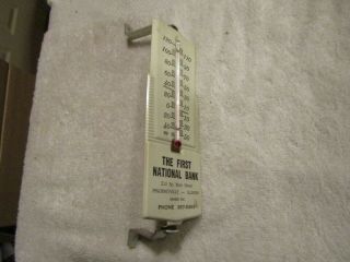 Vintage First National Bank Pinckneyville Ill Advertising Metal Thermometer Usa