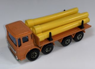 Vintage Matchbox Lesney Superfast Orange 10 Pipe Truck W/ Yellow Pipes Diecast