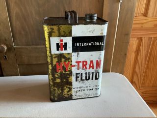 Vintage Ih International Harvester Hy - Tran Fluid Oil Can Farm Ag Advertising