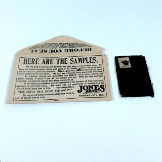 Jones Bros.  Mercantile Kansas City Mo Sample Envelope & Fabric Sample Textile Ad