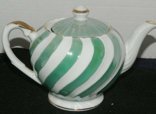 041 J&c - - Teapot Green Swirl Design Royal Crown China Mark
