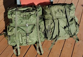 (2) Ea Usgi Lc1 Field Pack Large Alice Packs Complete With Frames And Straps