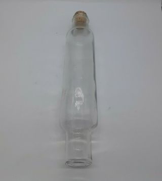 Vintage Clear Depression Glass Hollow Rolling Pin With Cork/ 14 " Long With Cork