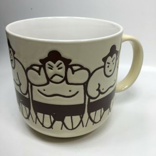 Sumo Wrestlers Coffee Mug Kato Kogei Japan Cup Vintage