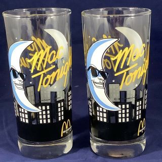 2 Vintage 1988 Mcdonald’s Mac Tonight Moon Sunglasses 6.  25” Glasses Tumblers