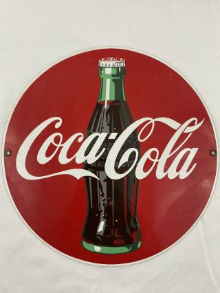 Coca - Cola Coke Porcelain Enamel Advertising Sign Ande Rooney 11 1/4 " Round 1990