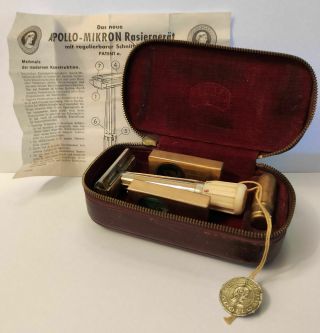 Old Apollo Mikron Adjustable Safety Razor With Accessories And Box.  Germany