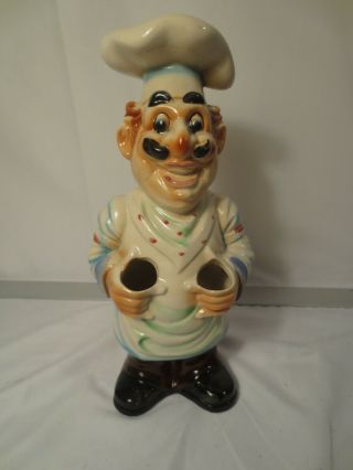 Vintage 1960s Jolly Chef Ceramic Kitchen Utensil Holder