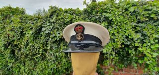 Royal Navy Officer Cap,  Naval Peak Cap Rn Cap Bullion Badge Military Hat Size 57